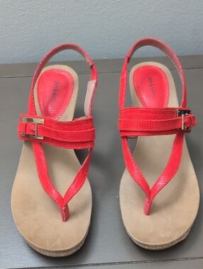 Red Slingback Thong Sandals